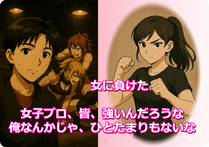 翔子のキックに吹き飛ぶ華奢なゼロ・マスター